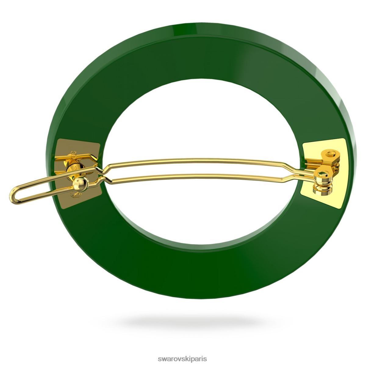 accessoires Swarovski pince à cheveux coupe ronde, forme ronde, vert, métal doré RZD0XJ1473