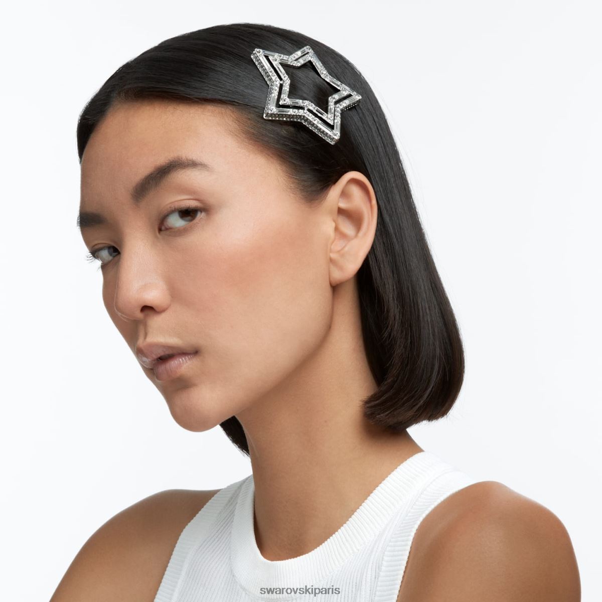 accessoires Swarovski pince à cheveux étoile, blanc, rhodié RZD0XJ1468