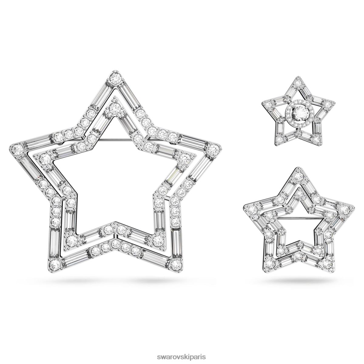 accessoires Swarovski broche Stella coupes mixtes, étoile, blanc, rhodié RZD0XJ394