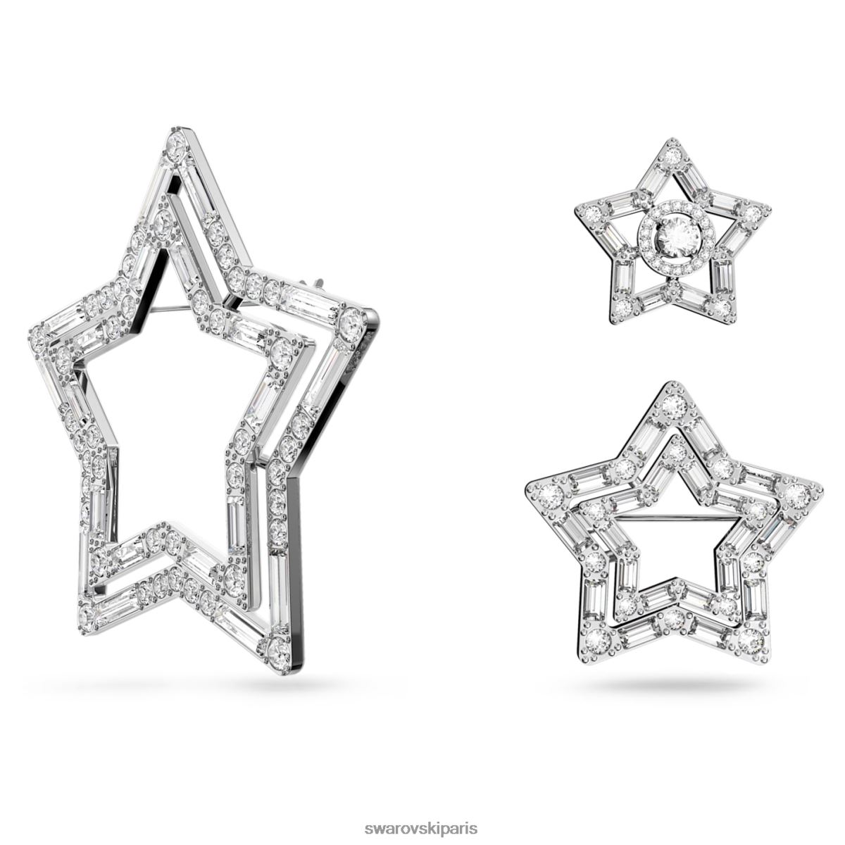 accessoires Swarovski broche Stella coupes mixtes, étoile, blanc, rhodié RZD0XJ394