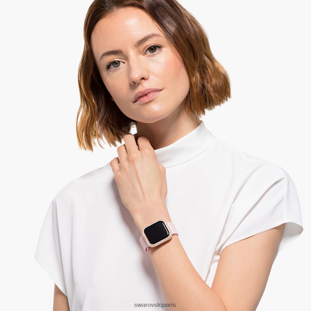accessoires Swarovski coque scintillante compatible avec apple watch ton or rose RZD0XJ1418