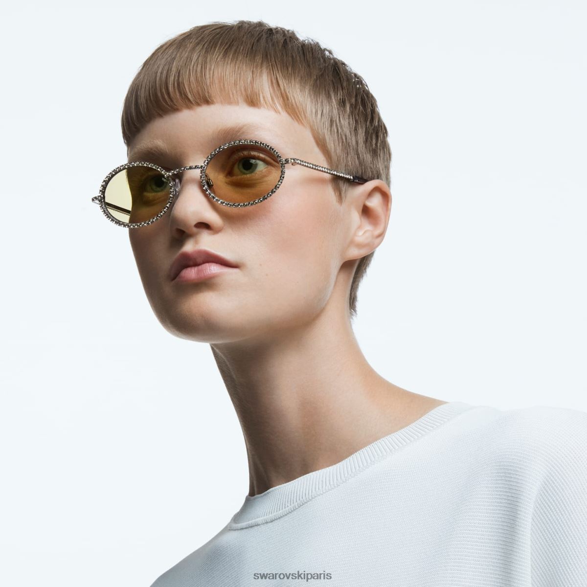 accessoires Swarovski des lunettes de soleil forme ovale, pavé, sk0340 08e, marron RZD0XJ1437