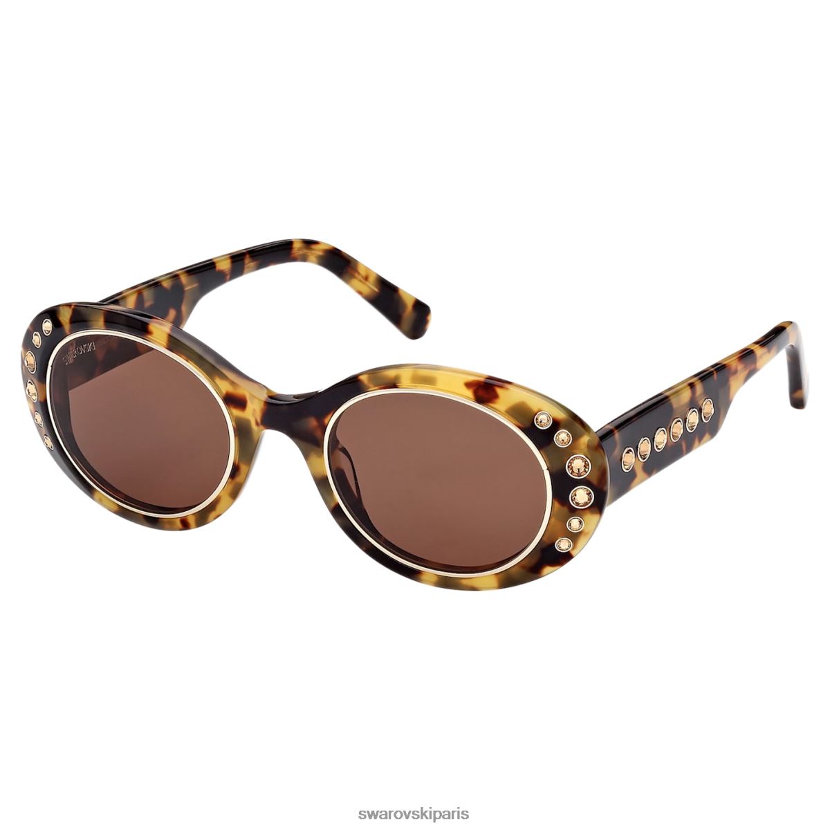 accessoires Swarovski des lunettes de soleil surdimensionné, pavé, sk0346 52e, marron RZD0XJ1460