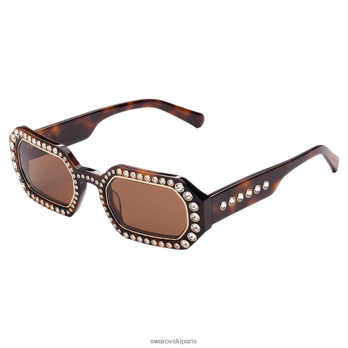 accessoires Swarovski lunettes de soleil forme octogonale pavé, sk0345 52e, marron RZD0XJ1440