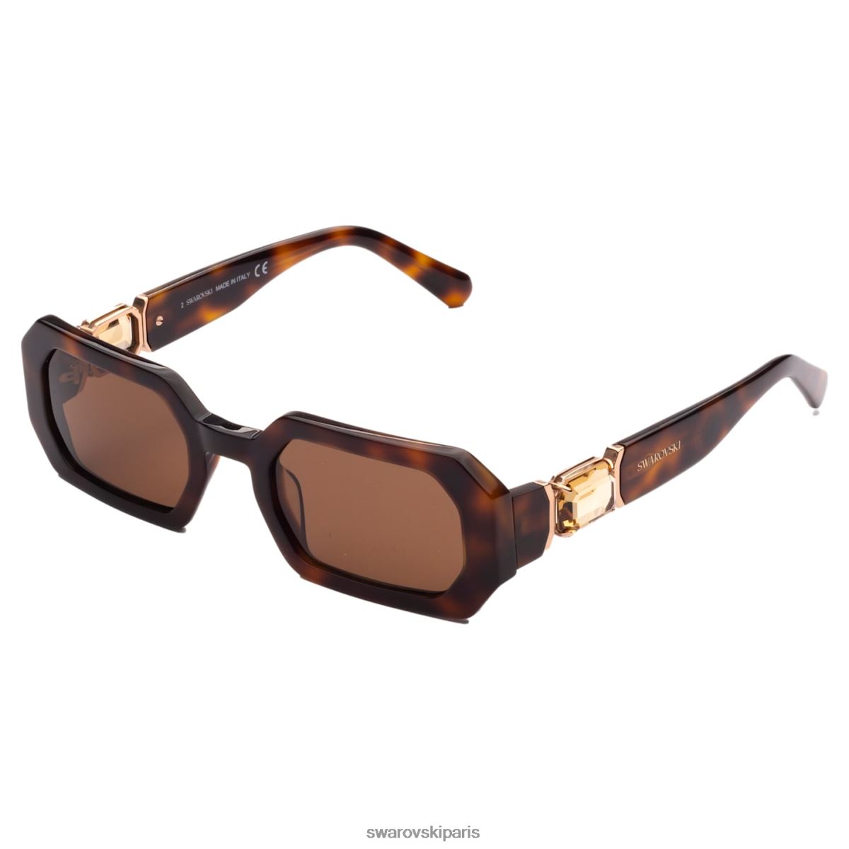 accessoires Swarovski lunettes de soleil forme octogonale sk0349 52e, marron RZD0XJ1453
