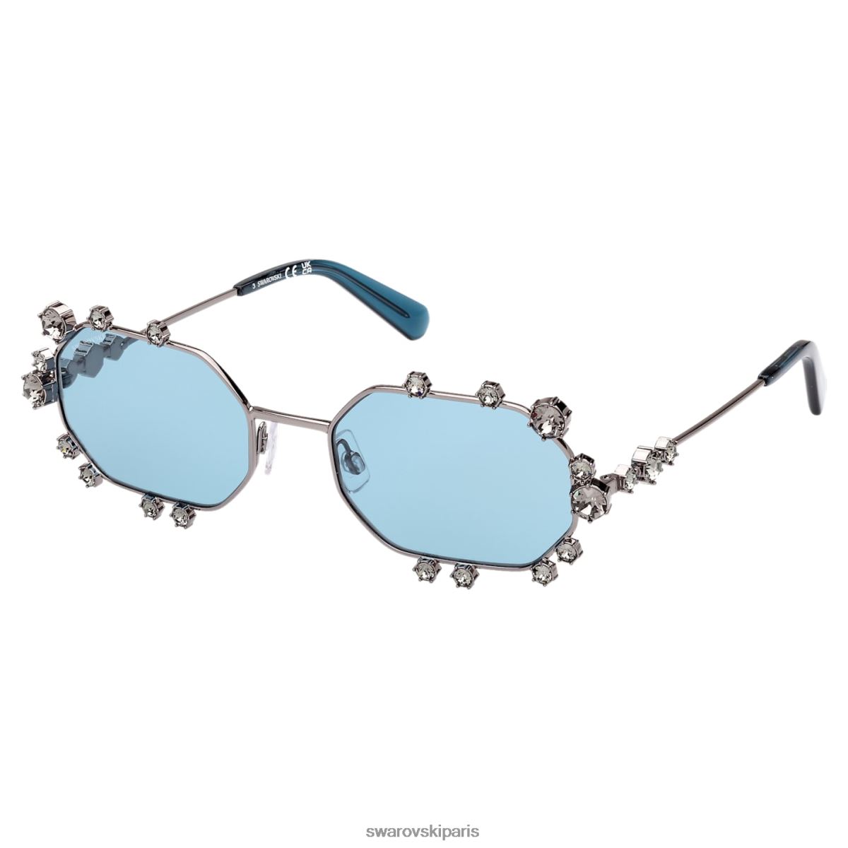 accessoires Swarovski lunettes de soleil forme octogonale sk0376 20v, bleu RZD0XJ1433