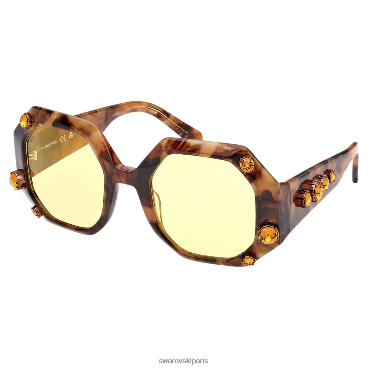 accessoires Swarovski lunettes de soleil forme octogonale surdimensionné, sk0375 52g, marron RZD0XJ1446