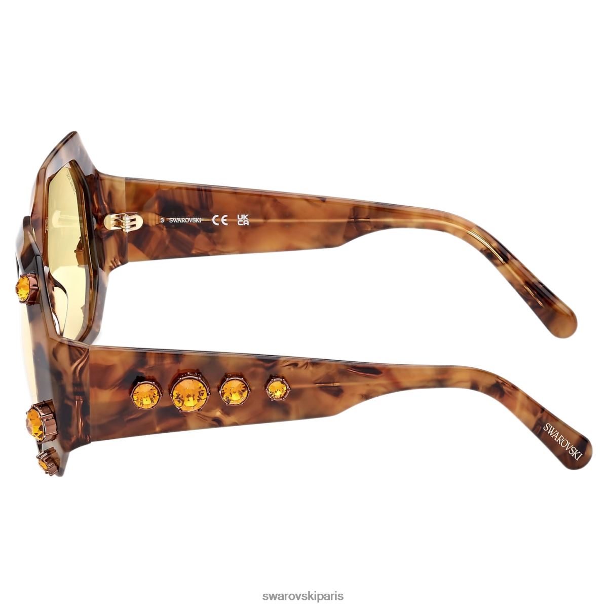 accessoires Swarovski lunettes de soleil forme octogonale surdimensionné, sk0375 52g, marron RZD0XJ1446