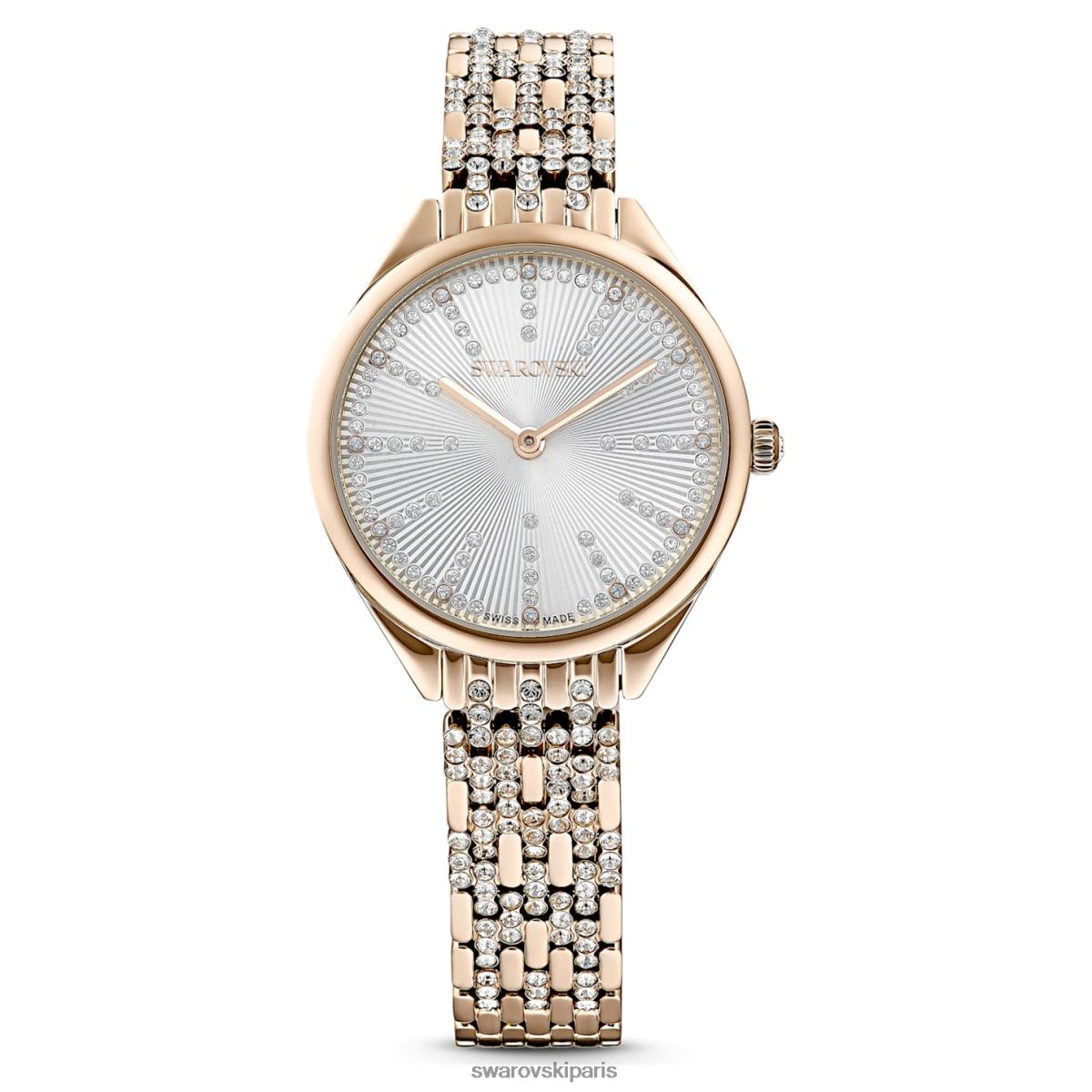 accessoires Swarovski attirer la montre fabrication suisse, pavé, bracelet en métal, ton doré, finition doré champagne RZD0XJ1135