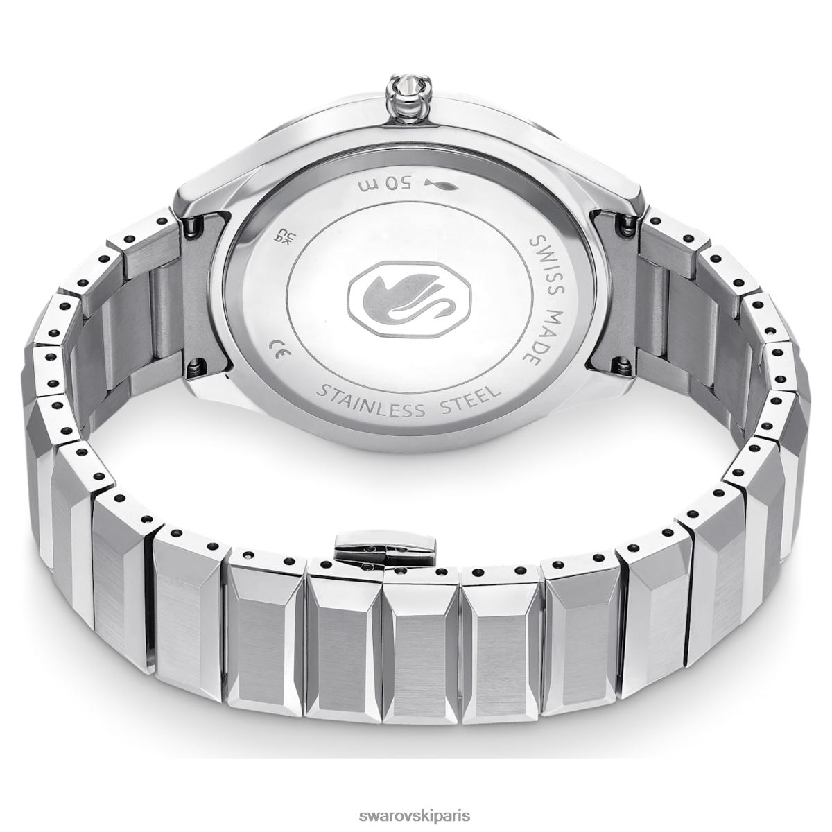 accessoires Swarovski montre 37 mm fabrication suisse, bracelet en métal, ton argenté, acier inoxydable RZD0XJ1221