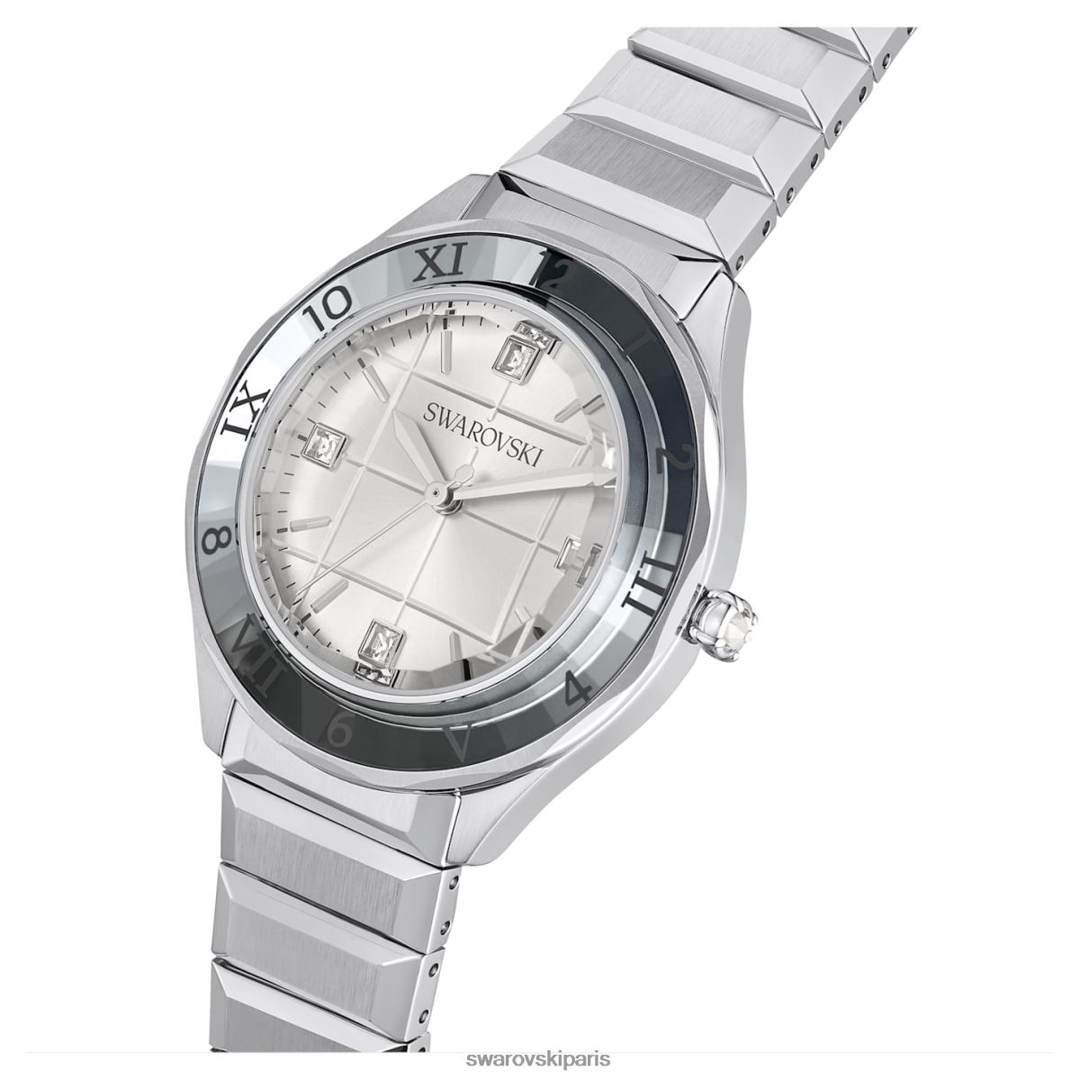 accessoires Swarovski montre 37 mm fabrication suisse, bracelet en métal, ton argenté, acier inoxydable RZD0XJ1221