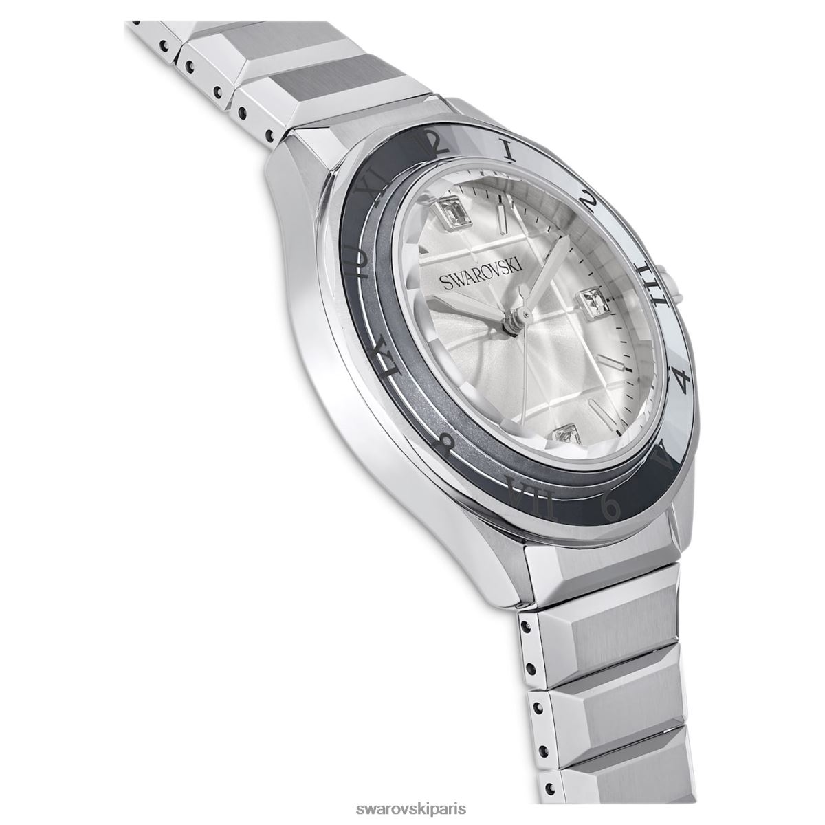 accessoires Swarovski montre 37 mm fabrication suisse, bracelet en métal, ton argenté, acier inoxydable RZD0XJ1221