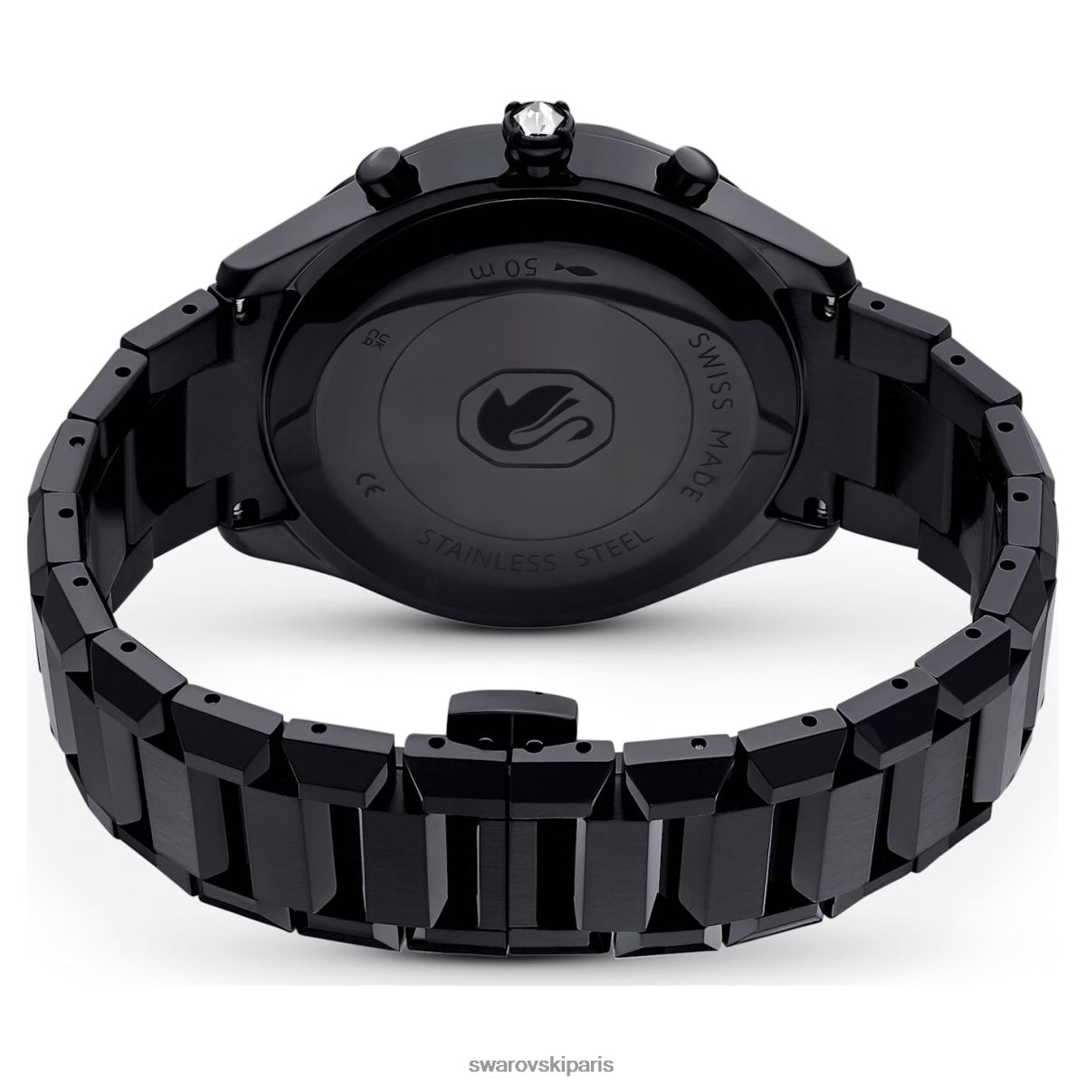 accessoires Swarovski montre 39 mm fabrication suisse, bracelet en métal, noir, finition noire RZD0XJ1239