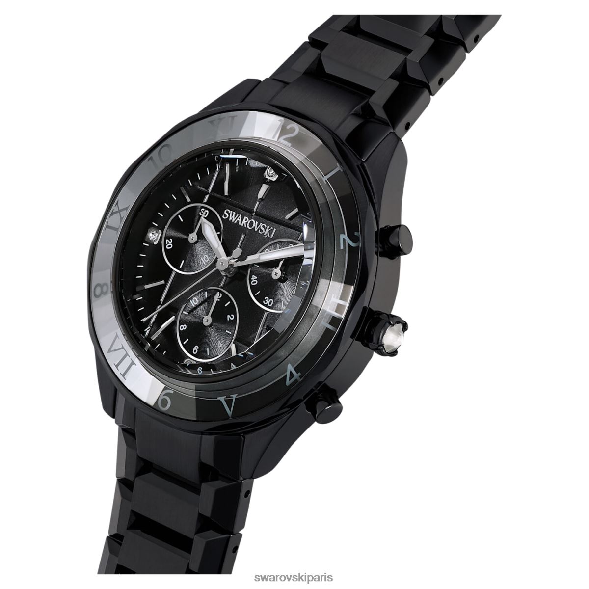 accessoires Swarovski montre 39 mm fabrication suisse, bracelet en métal, noir, finition noire RZD0XJ1239