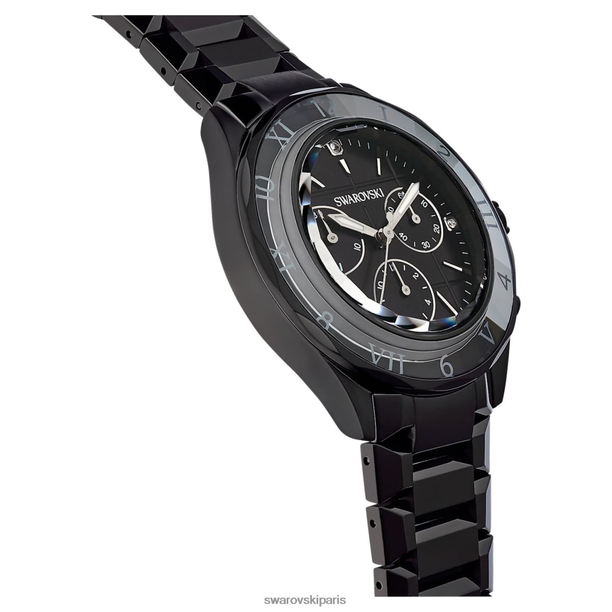 accessoires Swarovski montre 39 mm fabrication suisse, bracelet en métal, noir, finition noire RZD0XJ1239