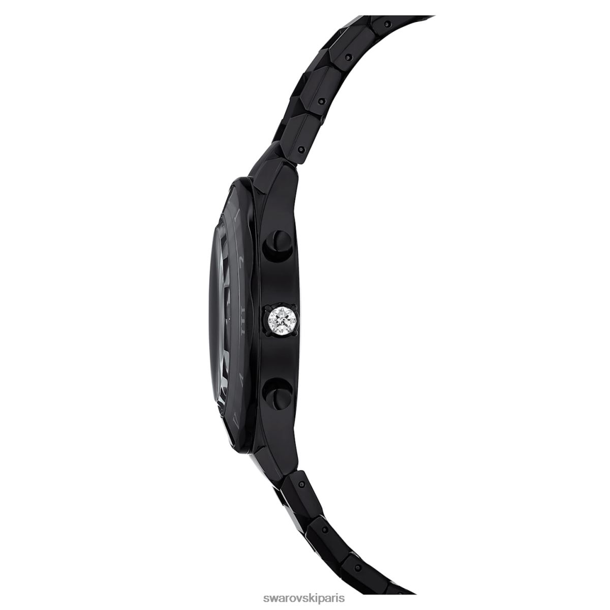 accessoires Swarovski montre 39 mm fabrication suisse, bracelet en métal, noir, finition noire RZD0XJ1239