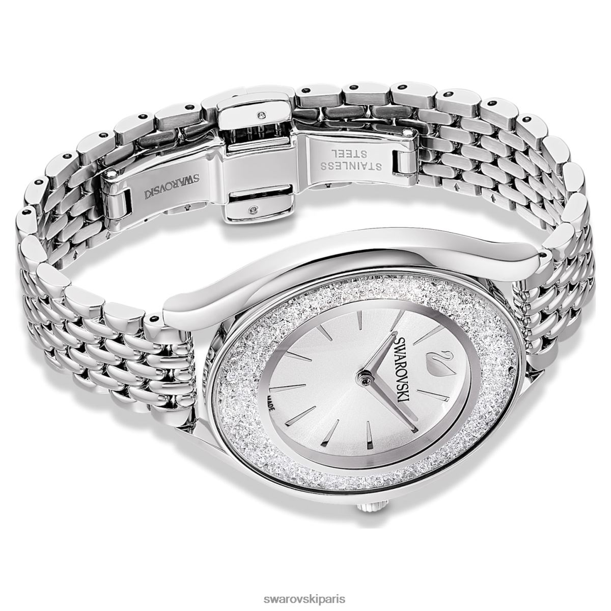 accessoires Swarovski montre aura cristalline fabrication suisse, bracelet en métal, ton argenté, acier inoxydable RZD0XJ1235