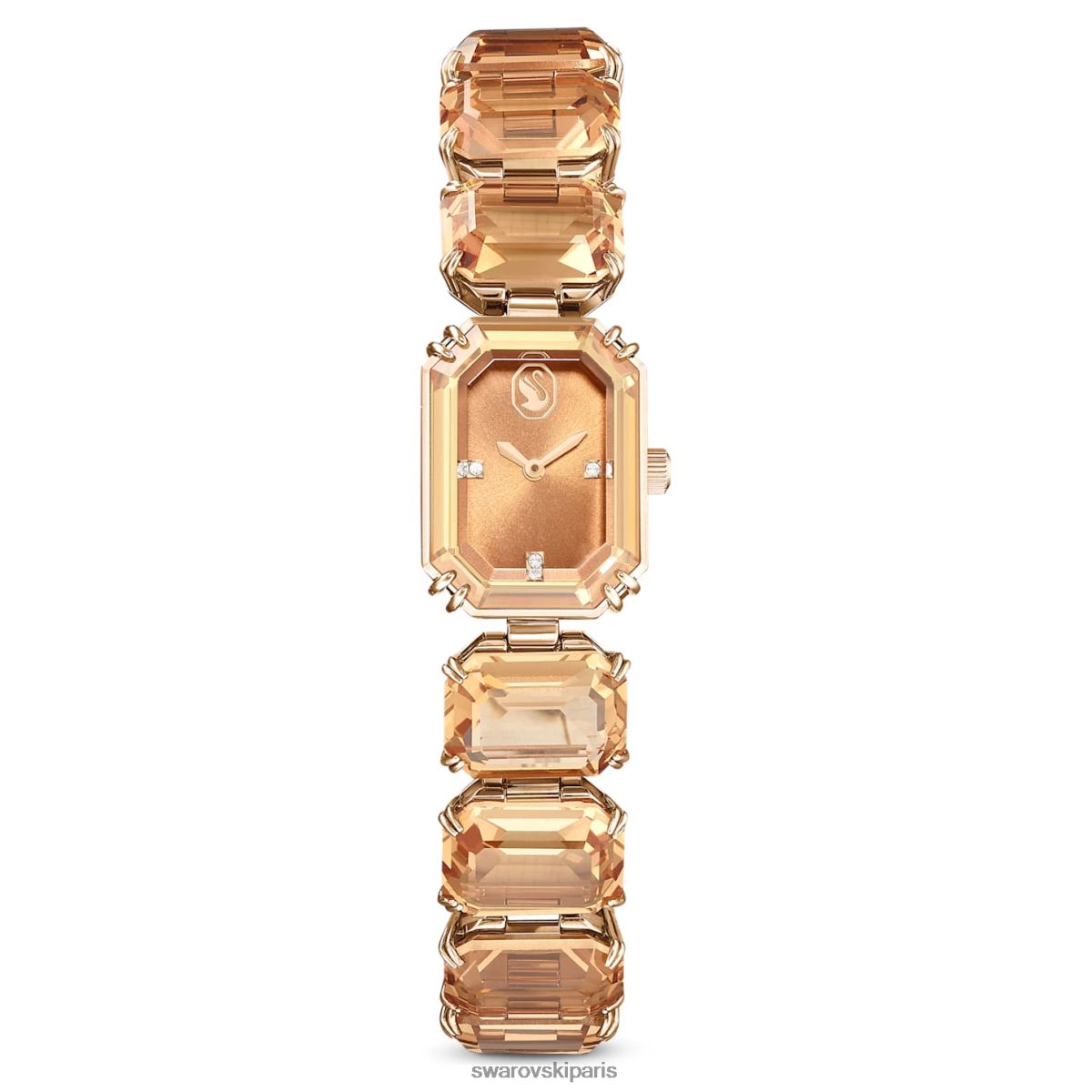 accessoires Swarovski montre bracelet taille octogonale, marron, finition dorée champagne RZD0XJ1141