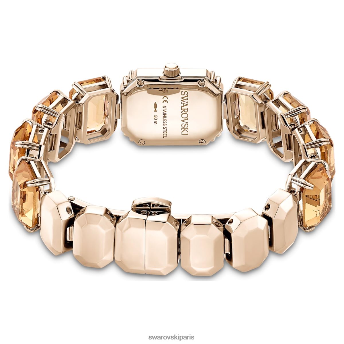 accessoires Swarovski montre bracelet taille octogonale, marron, finition dorée champagne RZD0XJ1141