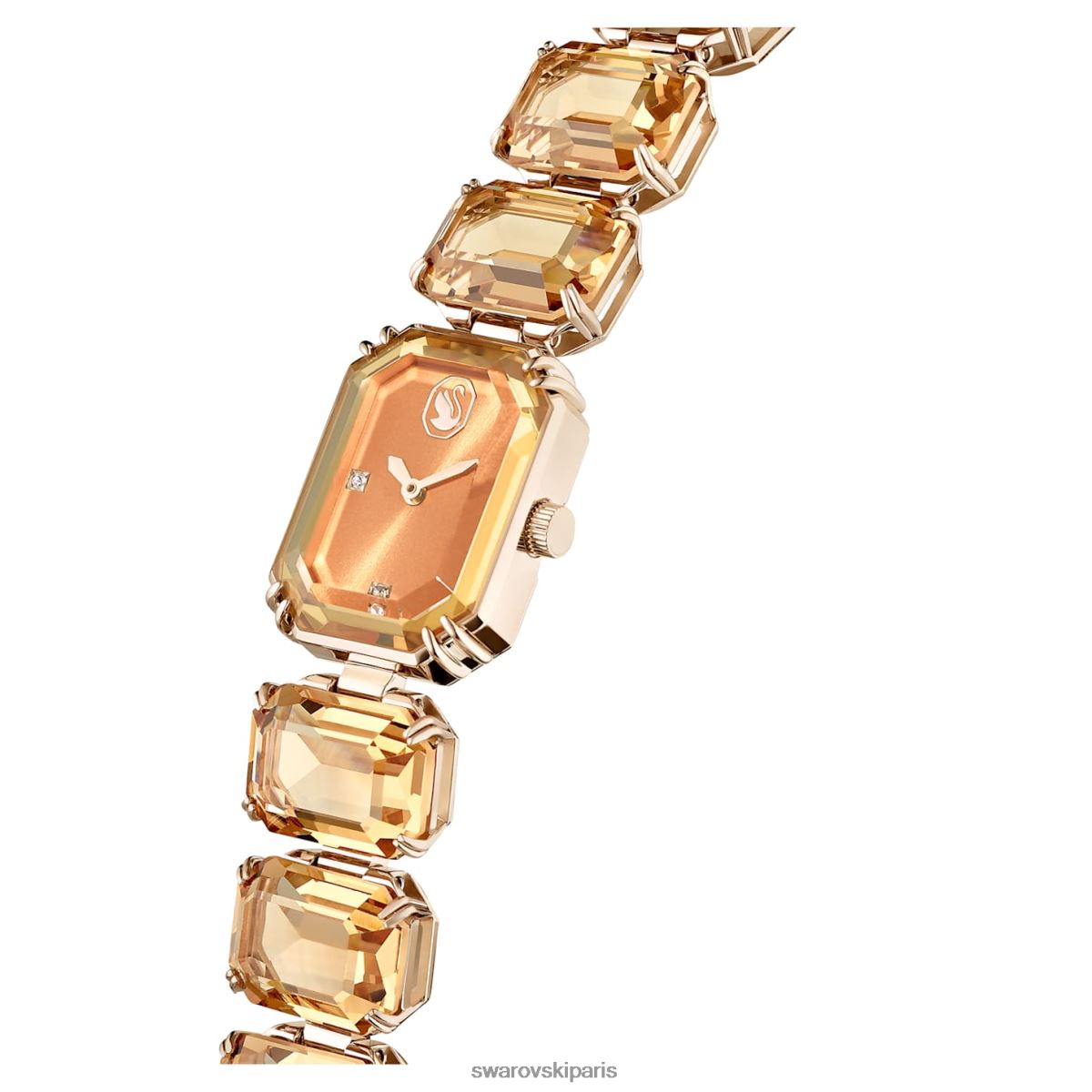 accessoires Swarovski montre bracelet taille octogonale, marron, finition dorée champagne RZD0XJ1141