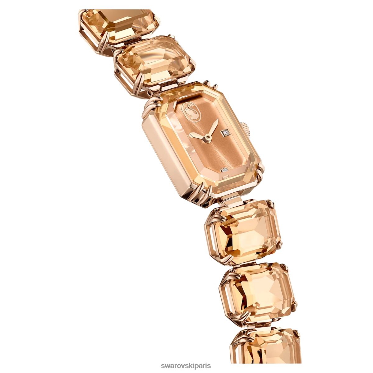 accessoires Swarovski montre bracelet taille octogonale, marron, finition dorée champagne RZD0XJ1141