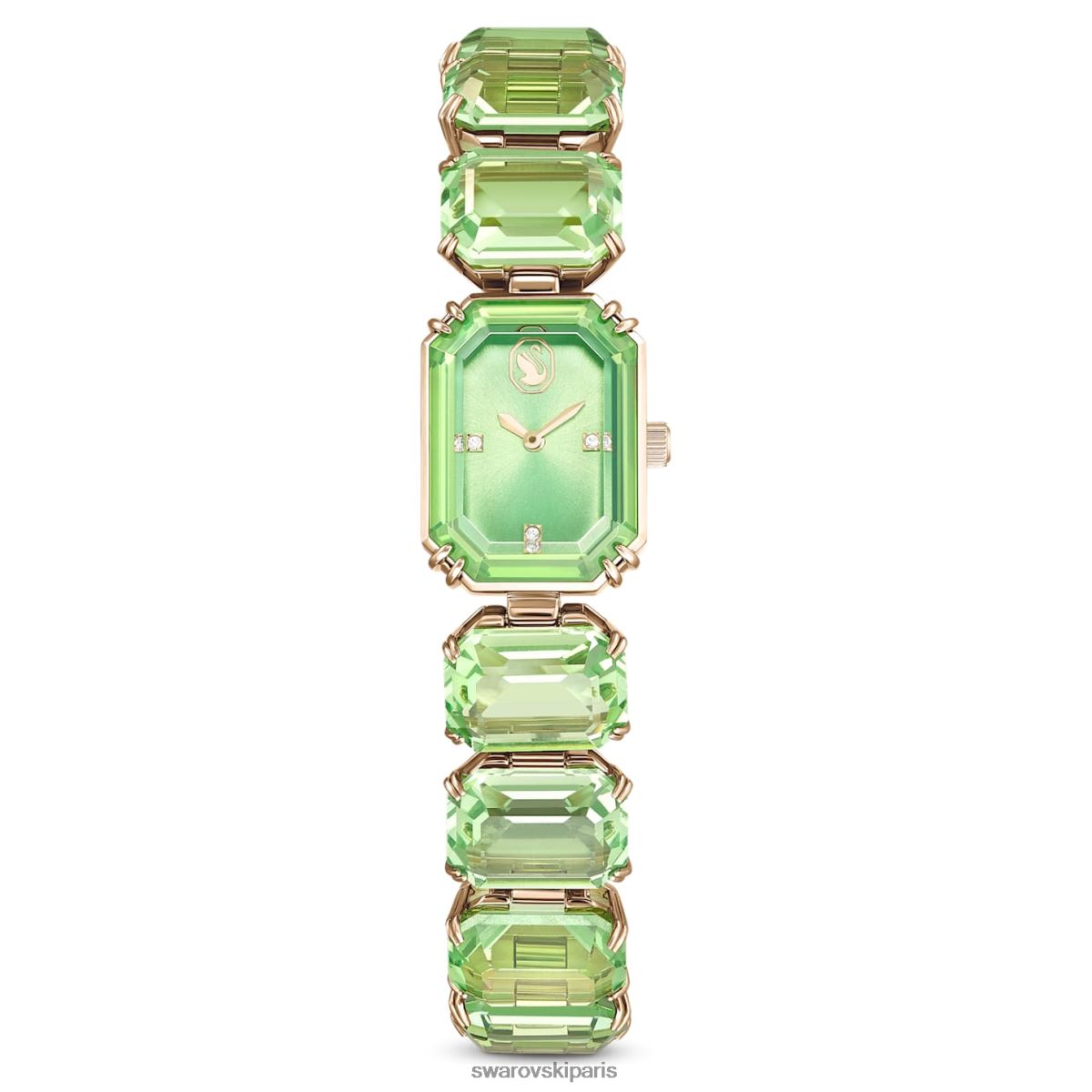 accessoires Swarovski montre bracelet taille octogonale, vert, finition dorée champagne RZD0XJ1142