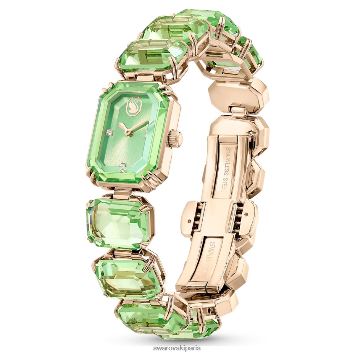 accessoires Swarovski montre bracelet taille octogonale, vert, finition dorée champagne RZD0XJ1142