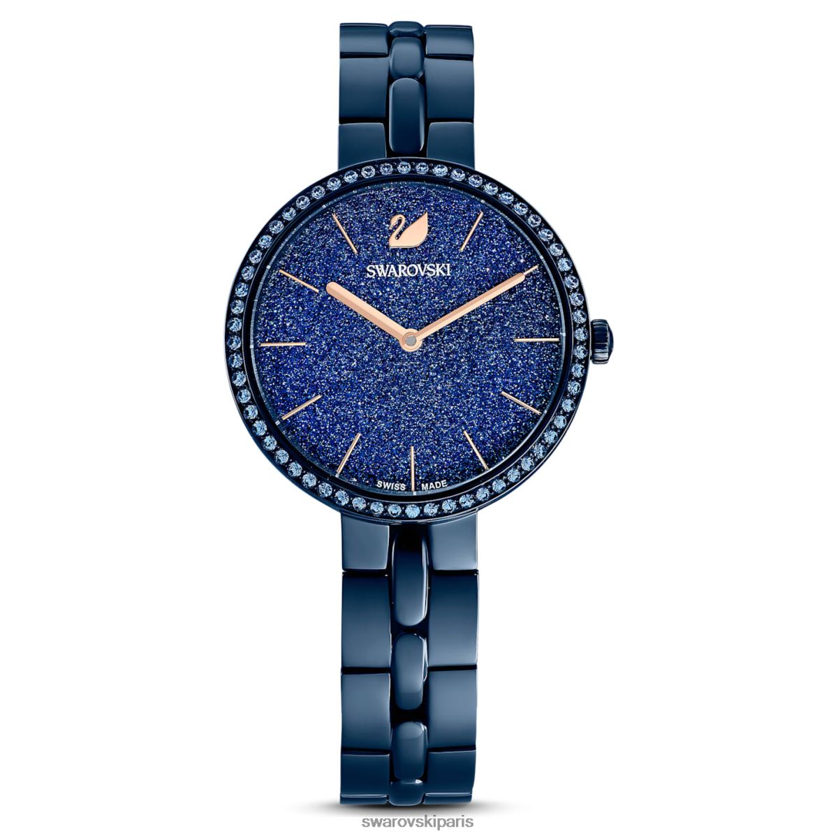 accessoires Swarovski montre cosmopolite fabrication suisse, bracelet en métal, bleu, finition bleue RZD0XJ1237