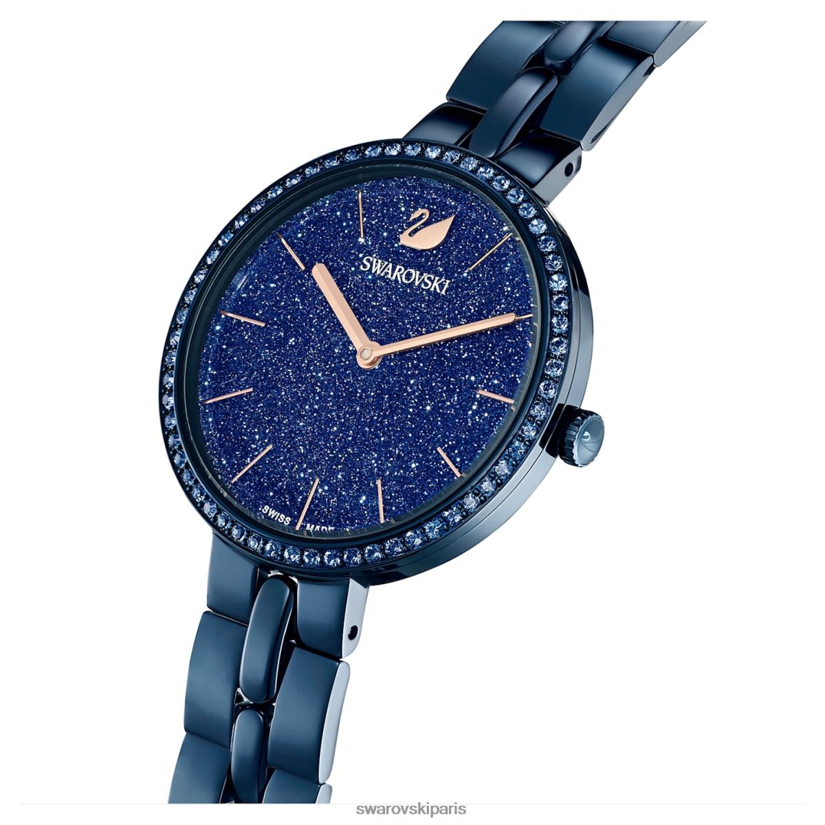 accessoires Swarovski montre cosmopolite fabrication suisse, bracelet en métal, bleu, finition bleue RZD0XJ1237