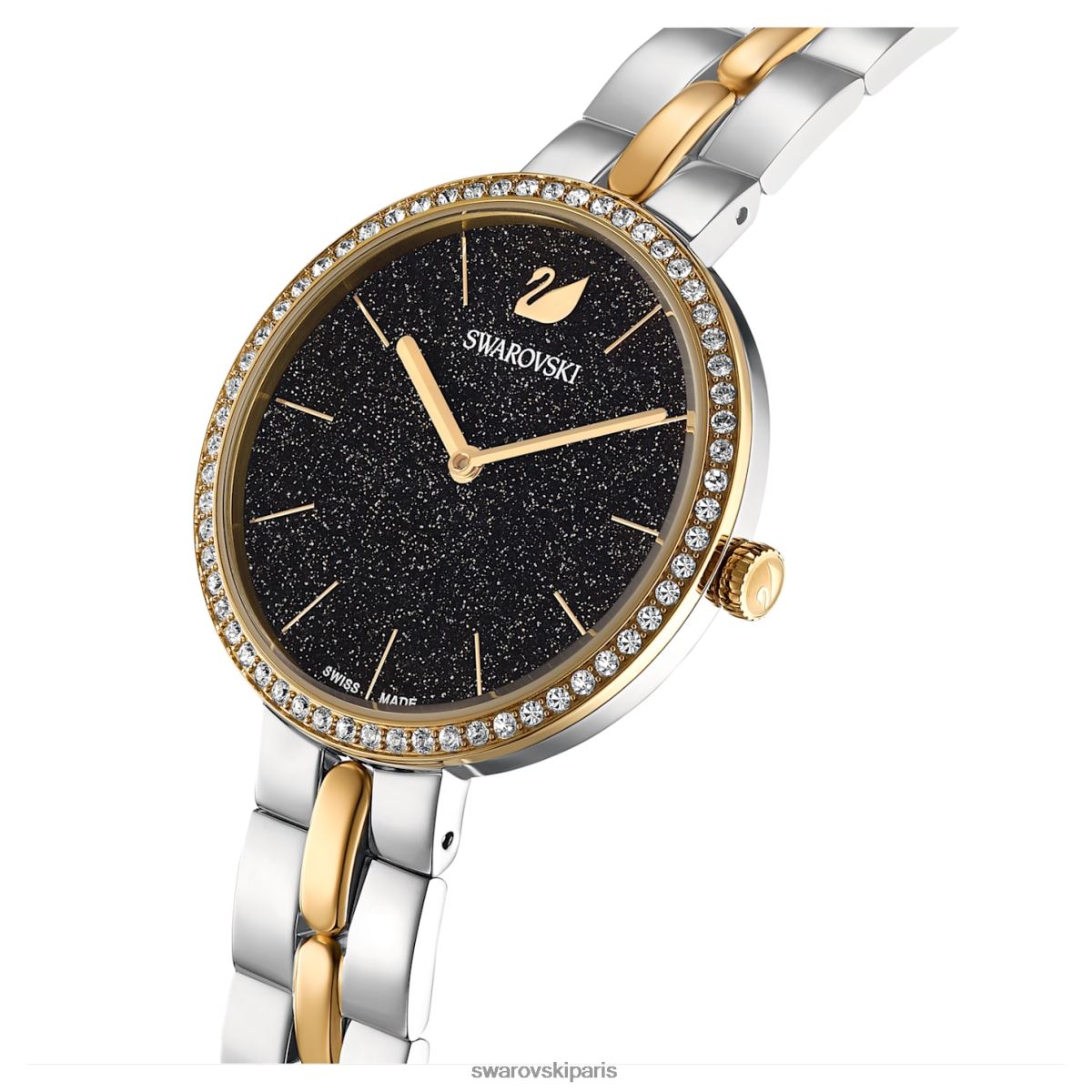 accessoires Swarovski montre cosmopolite fabrication suisse, bracelet en métal, noir, finition métaux mixtes RZD0XJ1144