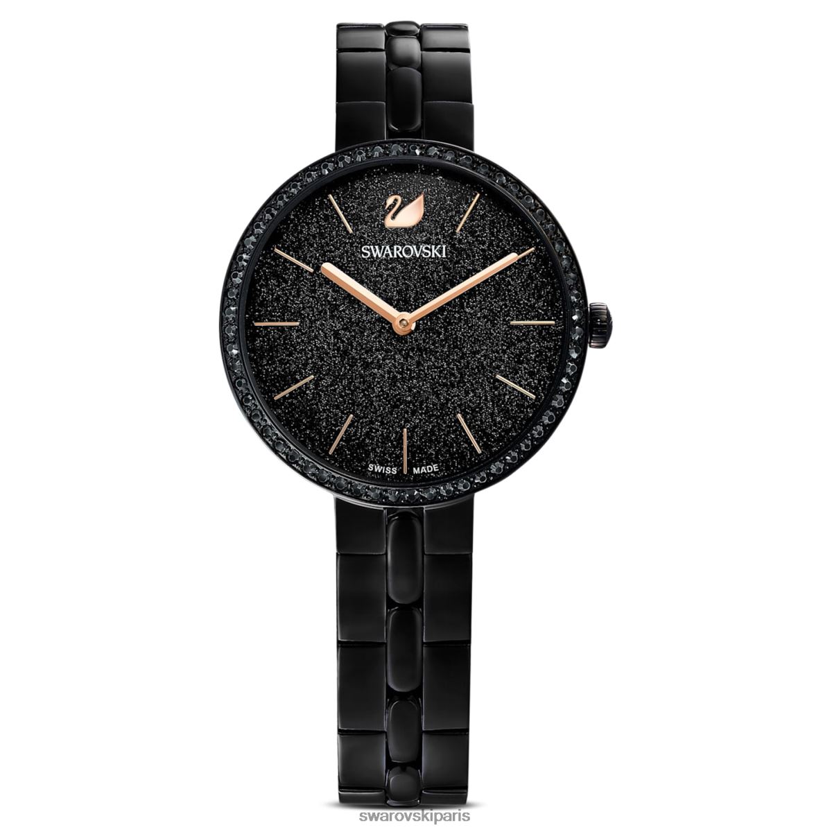accessoires Swarovski montre cosmopolite fabrication suisse, bracelet en métal, noir, finition noire RZD0XJ1234
