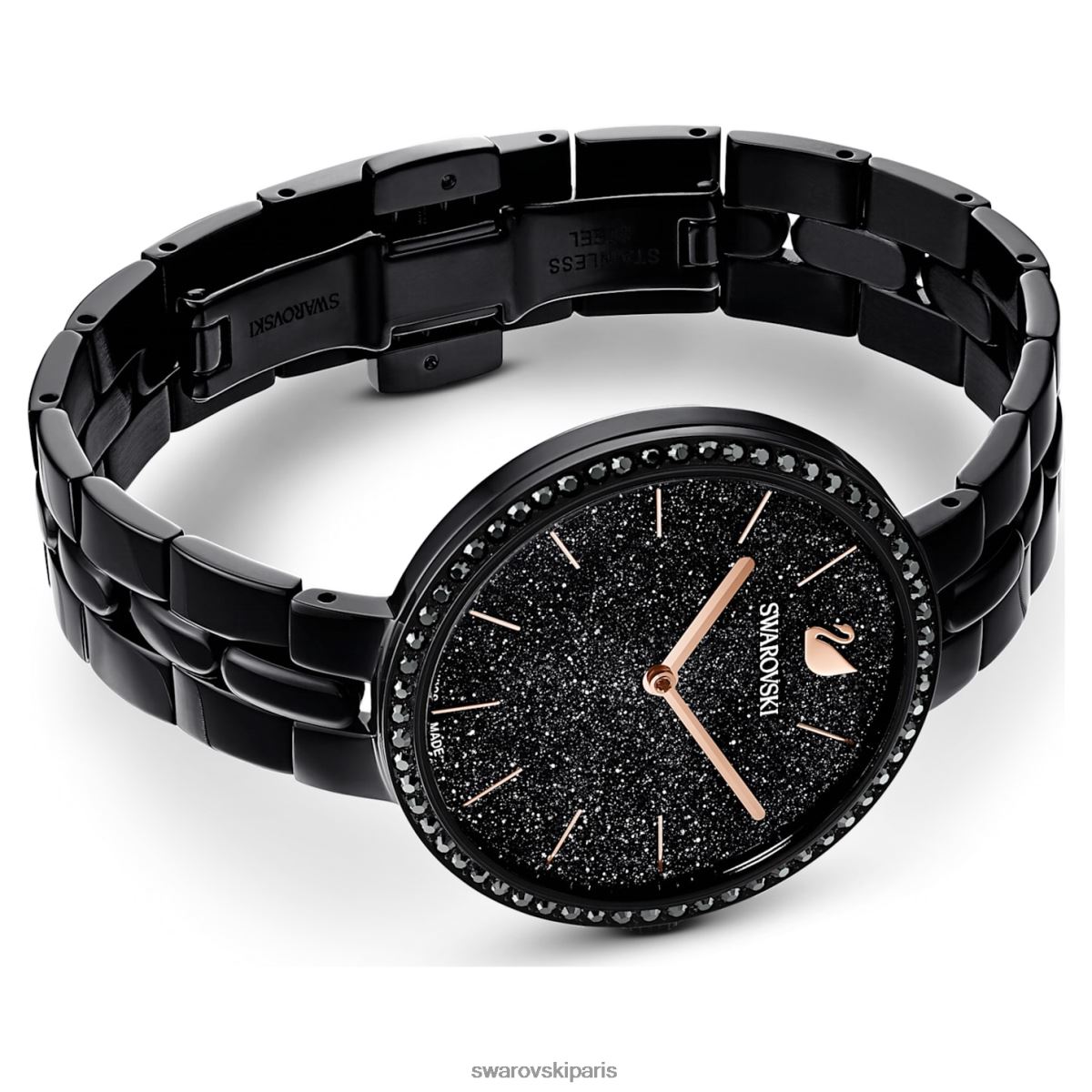 accessoires Swarovski montre cosmopolite fabrication suisse, bracelet en métal, noir, finition noire RZD0XJ1234