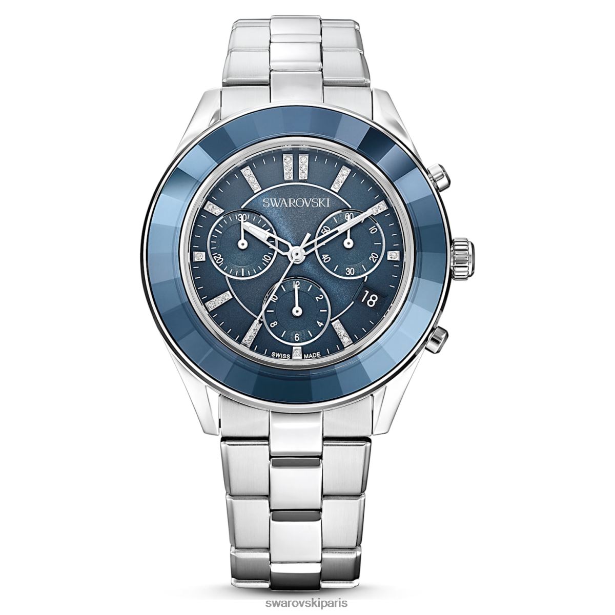 accessoires Swarovski montre de sport octea lux fabrication suisse, bracelet en métal, bleu, acier inoxydable RZD0XJ1246