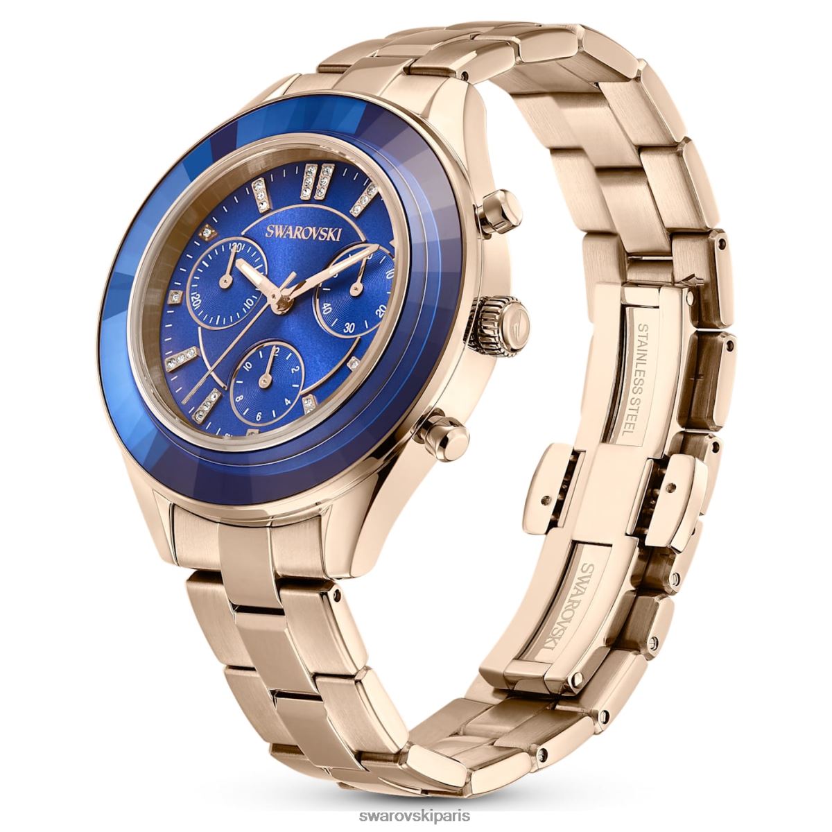 accessoires Swarovski montre de sport octea lux fabrication suisse, bracelet en métal, bleu, finition dorée champagne RZD0XJ1143