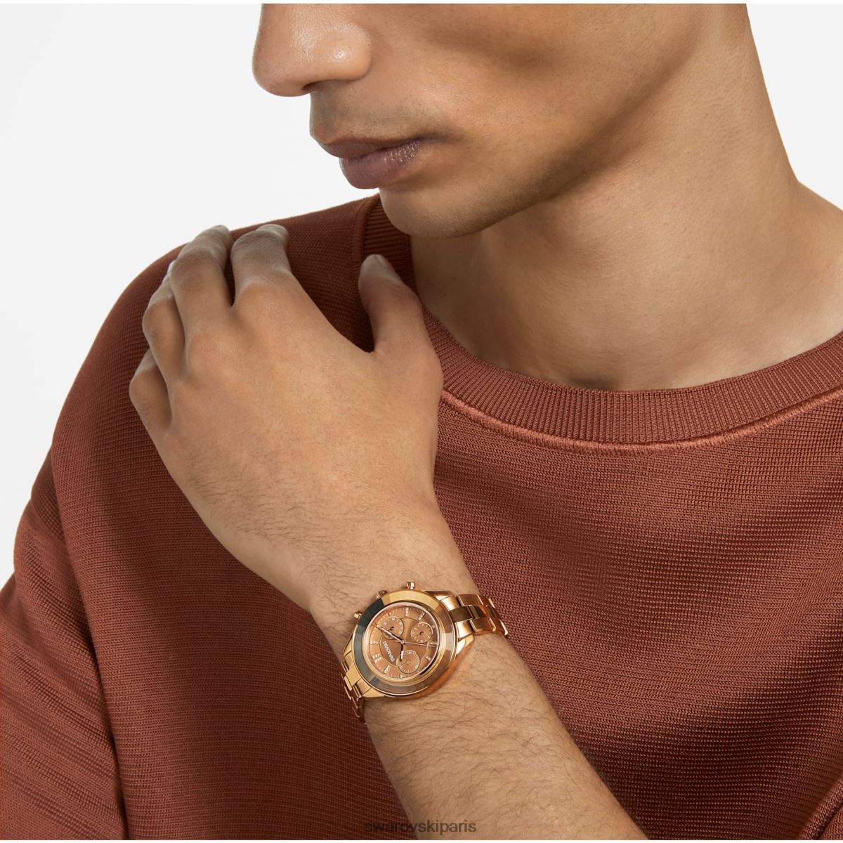 accessoires Swarovski montre de sport octea lux fabrication suisse, bracelet en métal, marron, finition dorée RZD0XJ1149