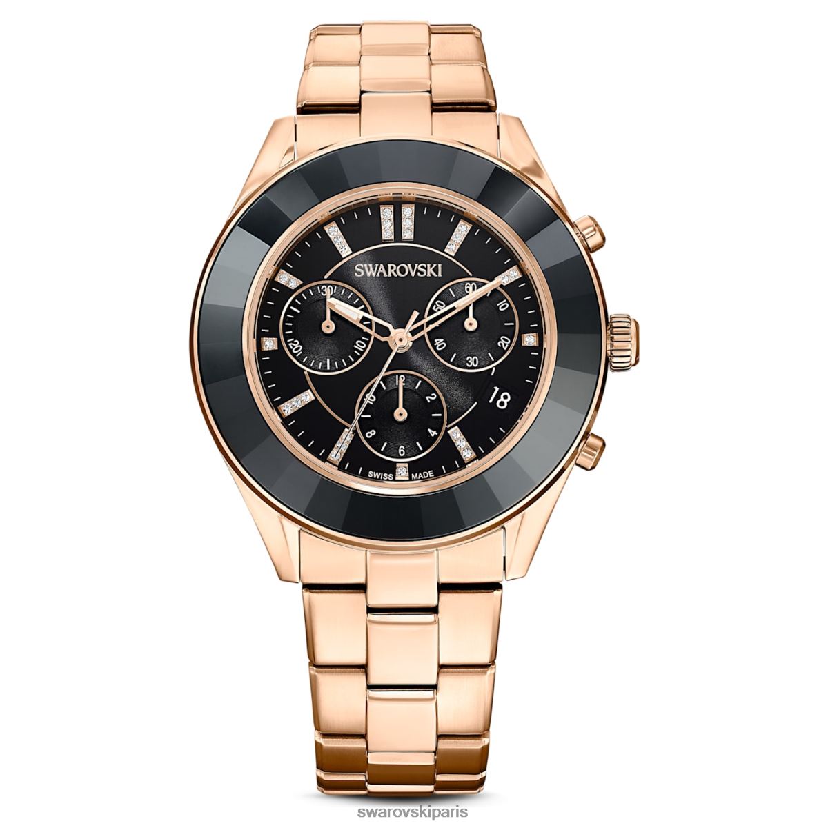 accessoires Swarovski montre de sport octea lux fabrication suisse, bracelet en métal, noir, finition doré rose RZD0XJ1175