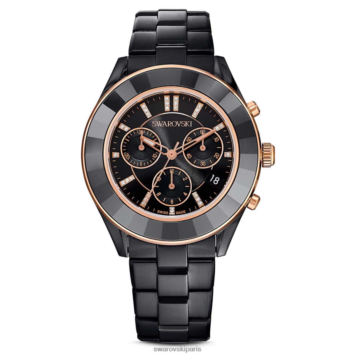 accessoires Swarovski montre de sport octea lux fabrication suisse, bracelet en métal, noir, finition noire RZD0XJ1173