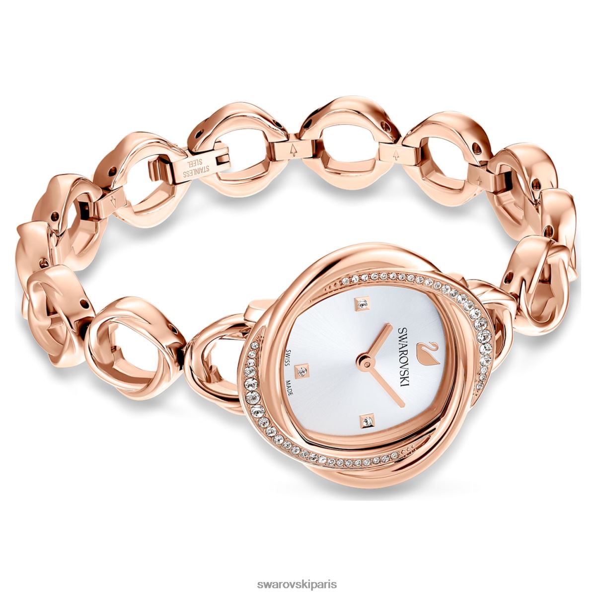 accessoires Swarovski montre fleur en cristal fabrication suisse, bracelet en métal, ton doré rose, finition ton doré rose RZD0XJ1187