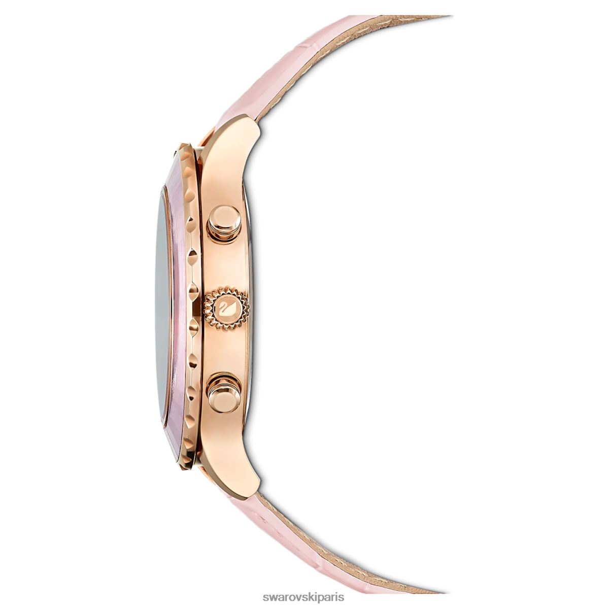 accessoires Swarovski montre octea lux chrono fabrication suisse, bracelet en cuir, rose, finition doré rose RZD0XJ1191