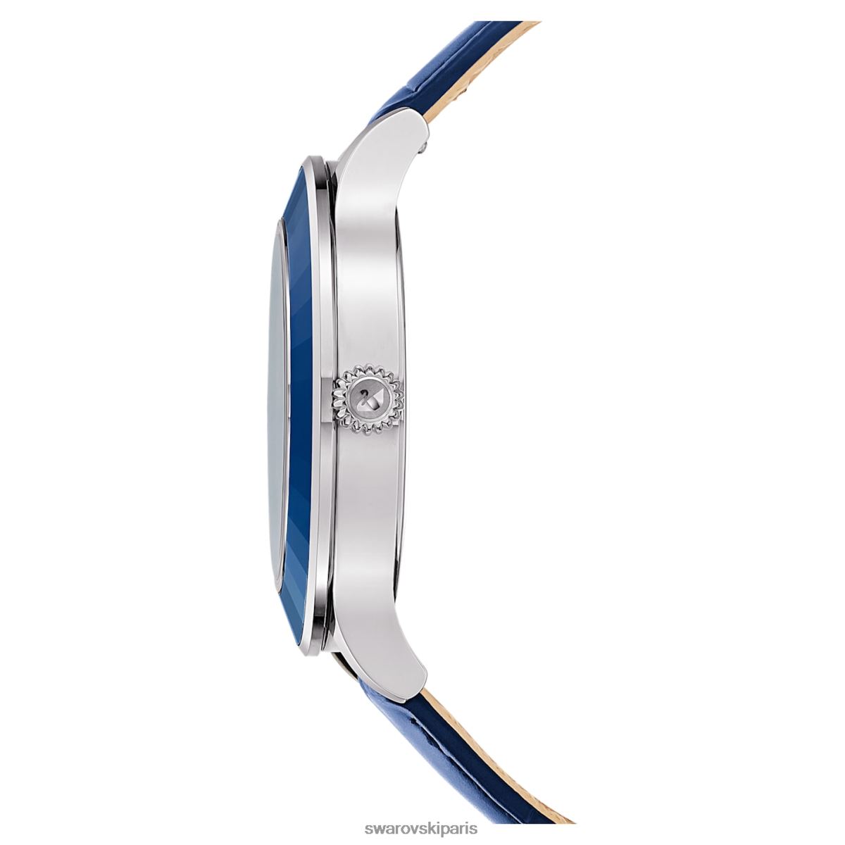 accessoires Swarovski montre octea lux fabrication suisse, lune, bracelet en cuir, bleu, acier inoxydable RZD0XJ1248