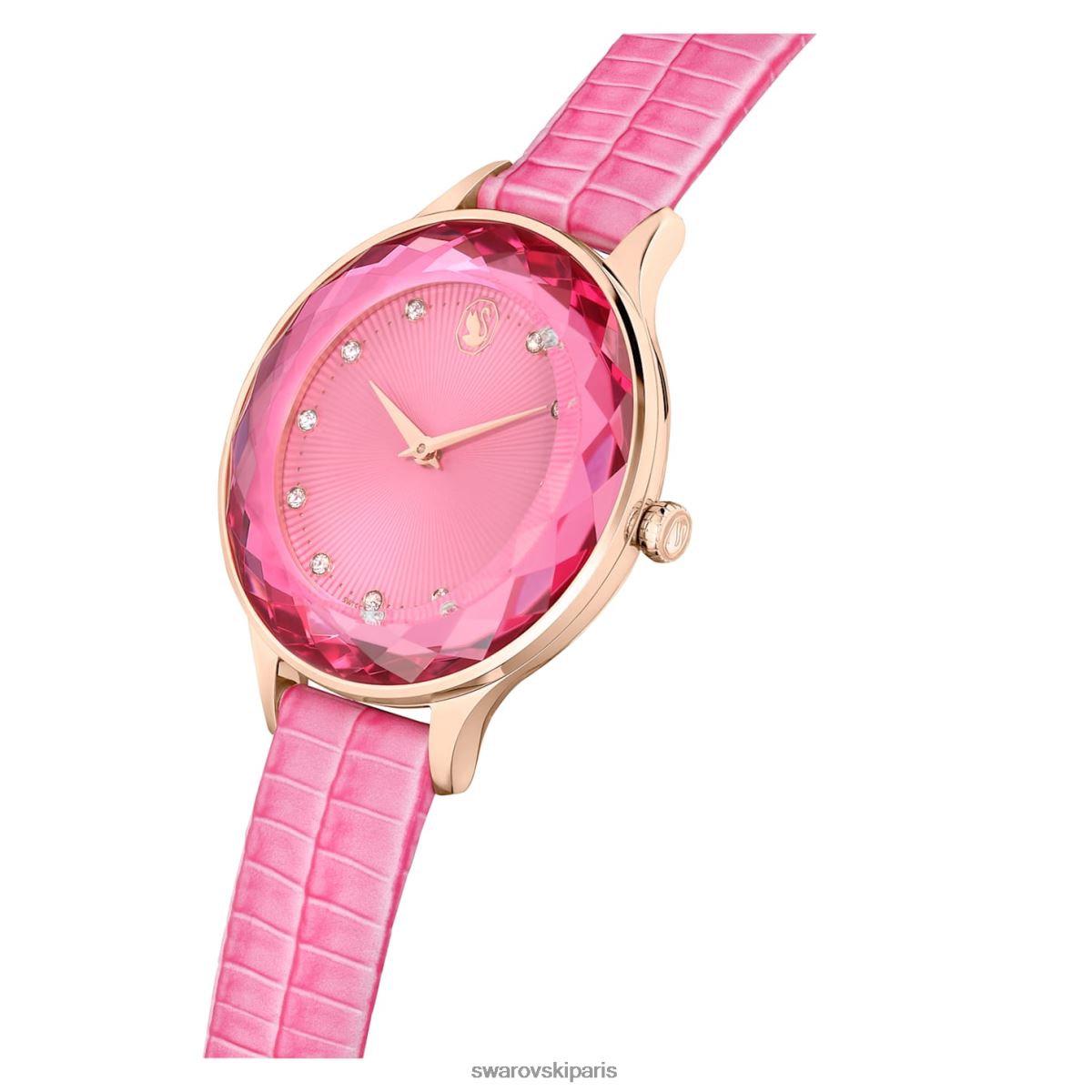 accessoires Swarovski montre octea nova fabrication suisse, bracelet en cuir, rose, finition doré rose RZD0XJ1179