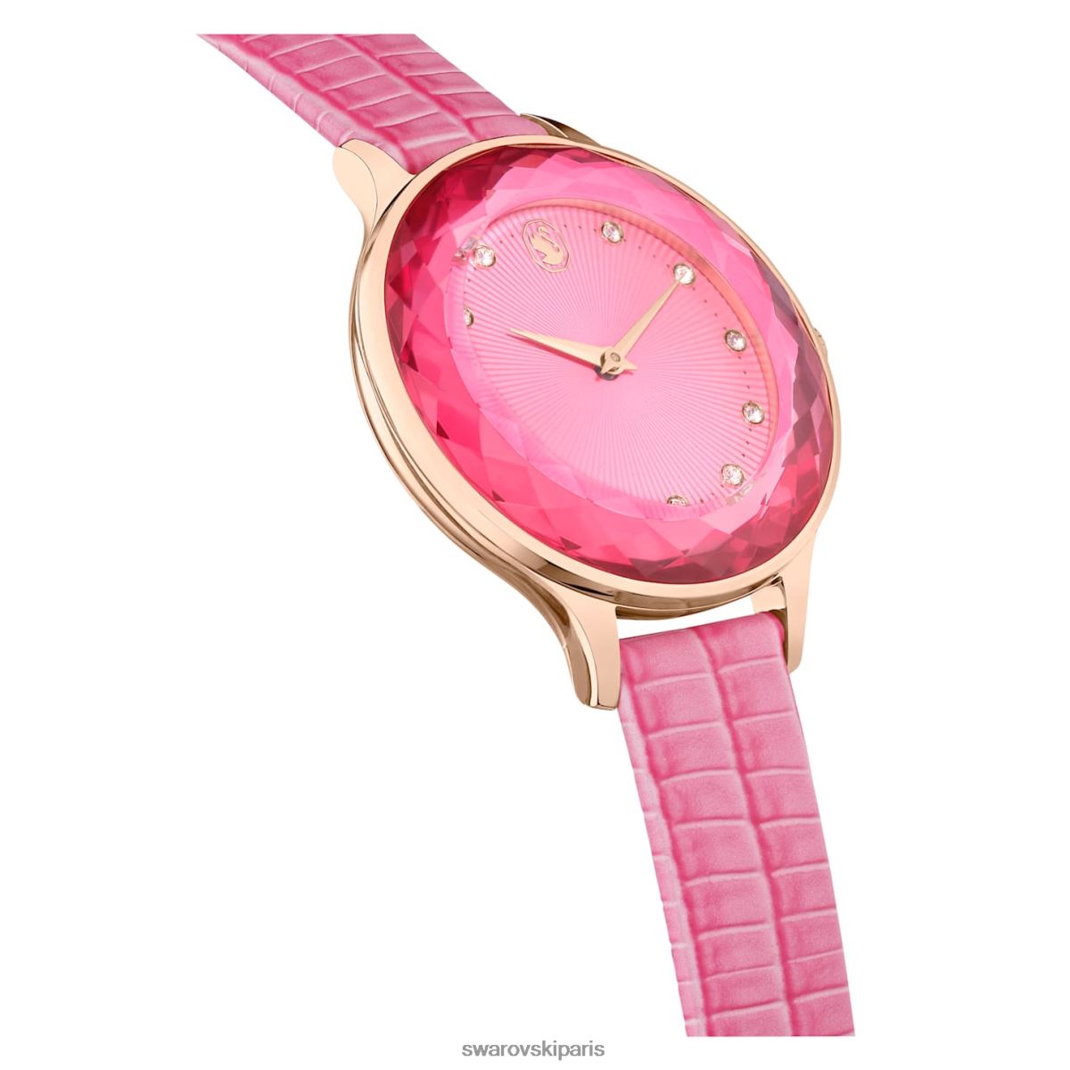 accessoires Swarovski montre octea nova fabrication suisse, bracelet en cuir, rose, finition doré rose RZD0XJ1179