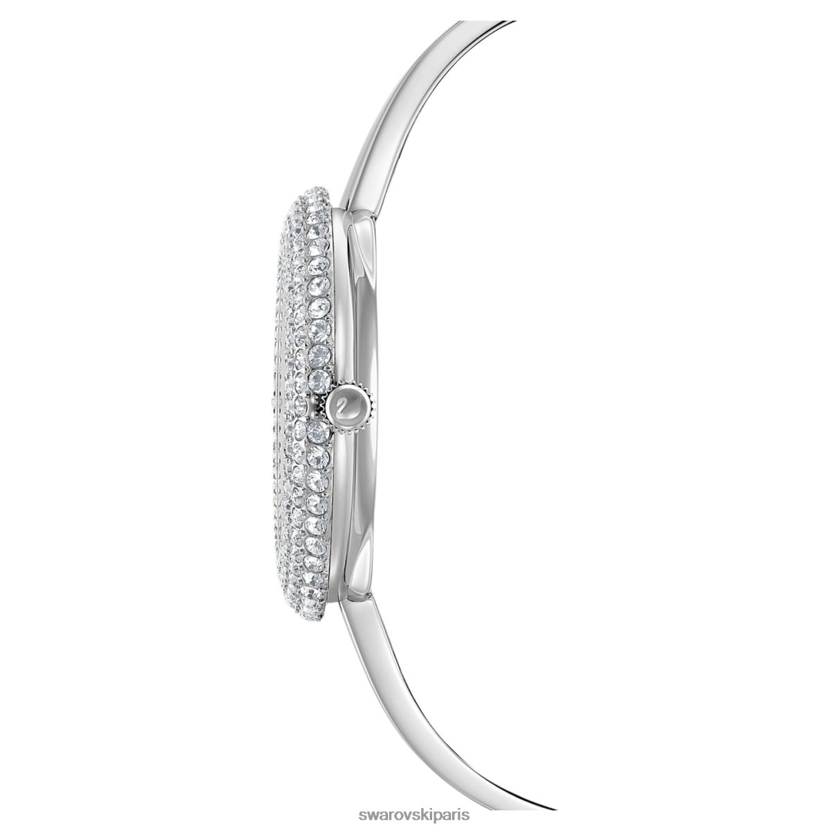 accessoires Swarovski montre rose en cristal fabrication suisse, bracelet en métal, ton argenté, acier inoxydable RZD0XJ1247