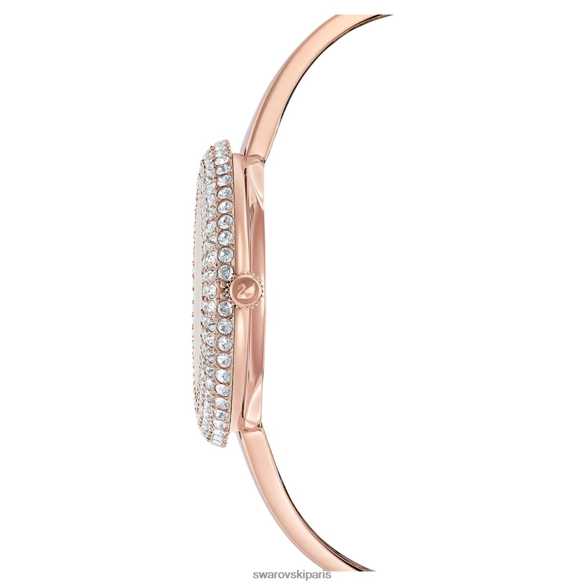 accessoires Swarovski montre rose en cristal fabrication suisse, bracelet en métal, ton doré rose, finition ton doré rose RZD0XJ1165