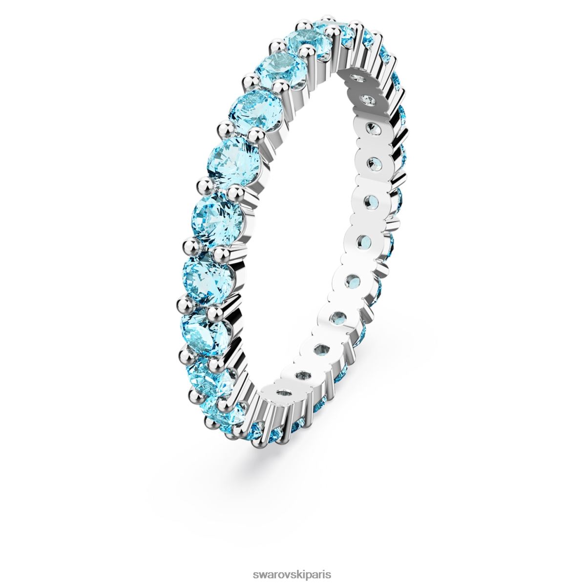 bijoux Swarovski anneau matriciel coupe ronde, bleu, rhodié RZD0XJ1005
