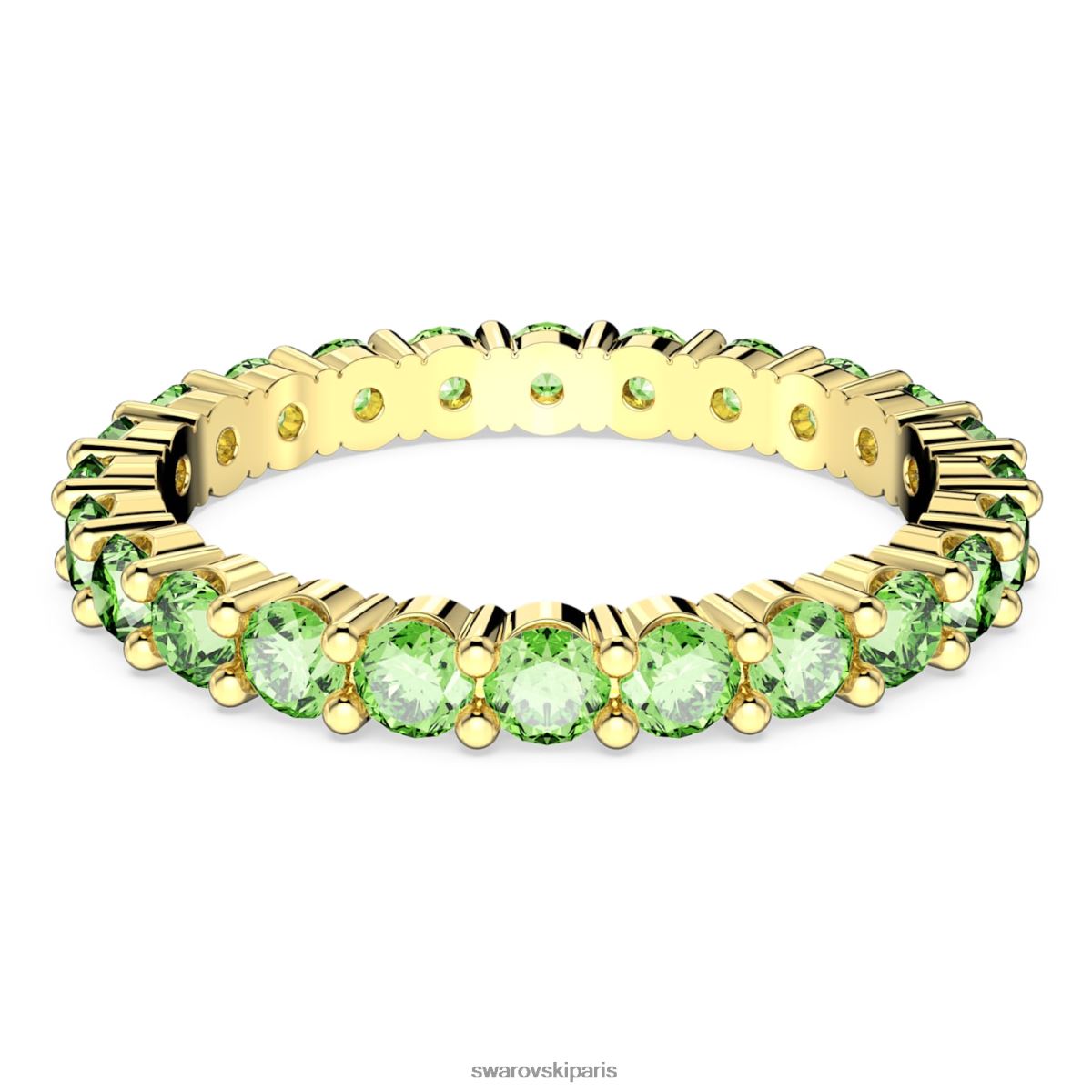 bijoux Swarovski anneau matriciel coupe ronde, vert, métal doré RZD0XJ995