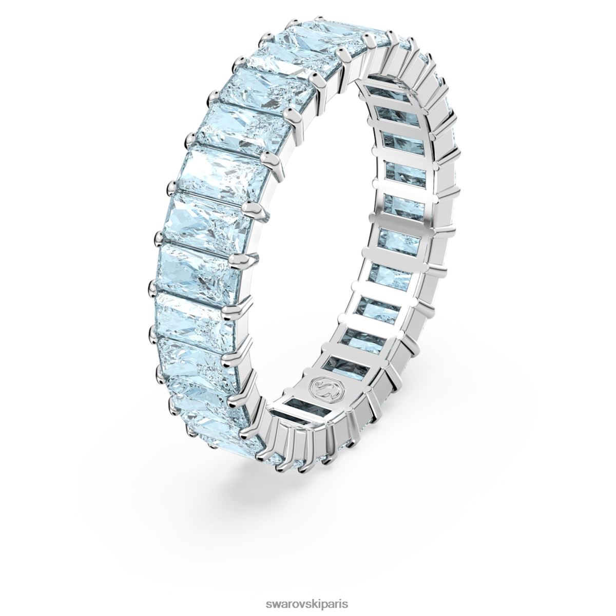 bijoux Swarovski anneau matriciel taille baguette, bleu, rhodié RZD0XJ993