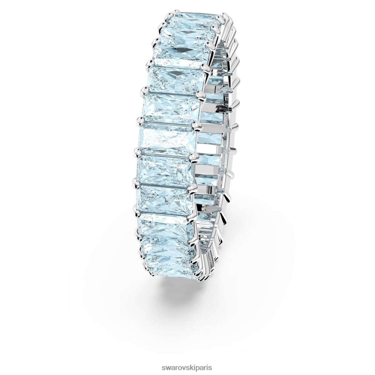 bijoux Swarovski anneau matriciel taille baguette, bleu, rhodié RZD0XJ993