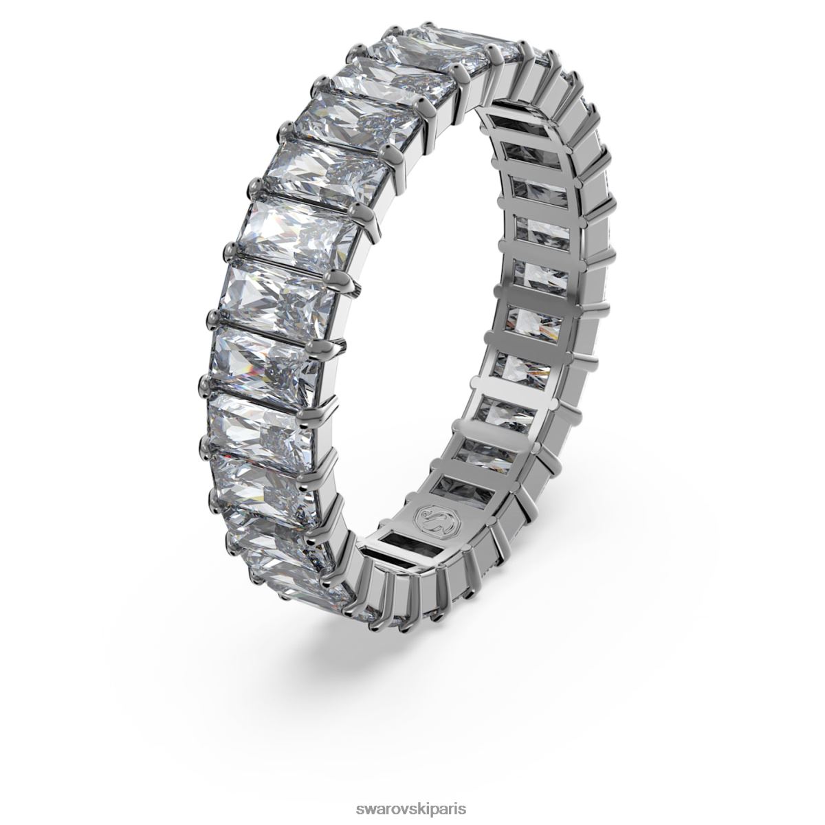 bijoux Swarovski anneau matriciel taille baguette, gris, plaqué ruthénium RZD0XJ994