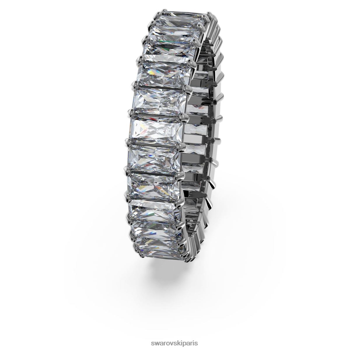 bijoux Swarovski anneau matriciel taille baguette, gris, plaqué ruthénium RZD0XJ994